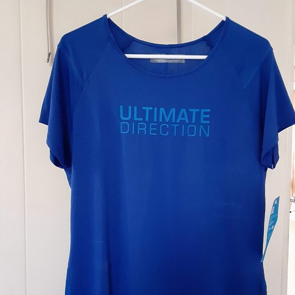 Ultimate Direction Cyber Blue Short Sleeve Tech Running Shirt Large - Picture 1 of 3